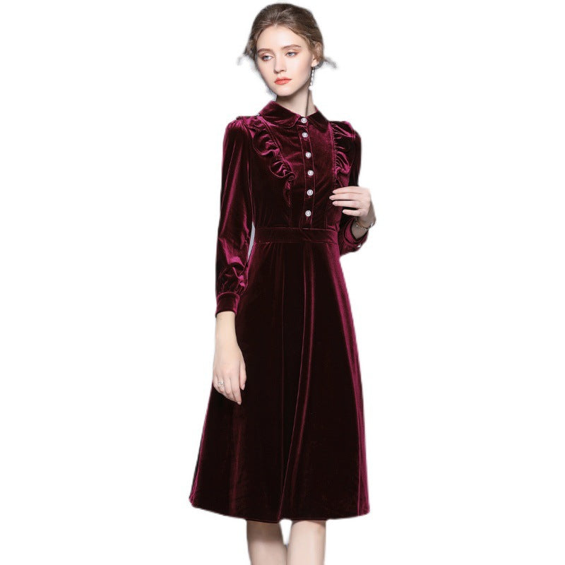 MXX130 Retro Velvet Long Dress